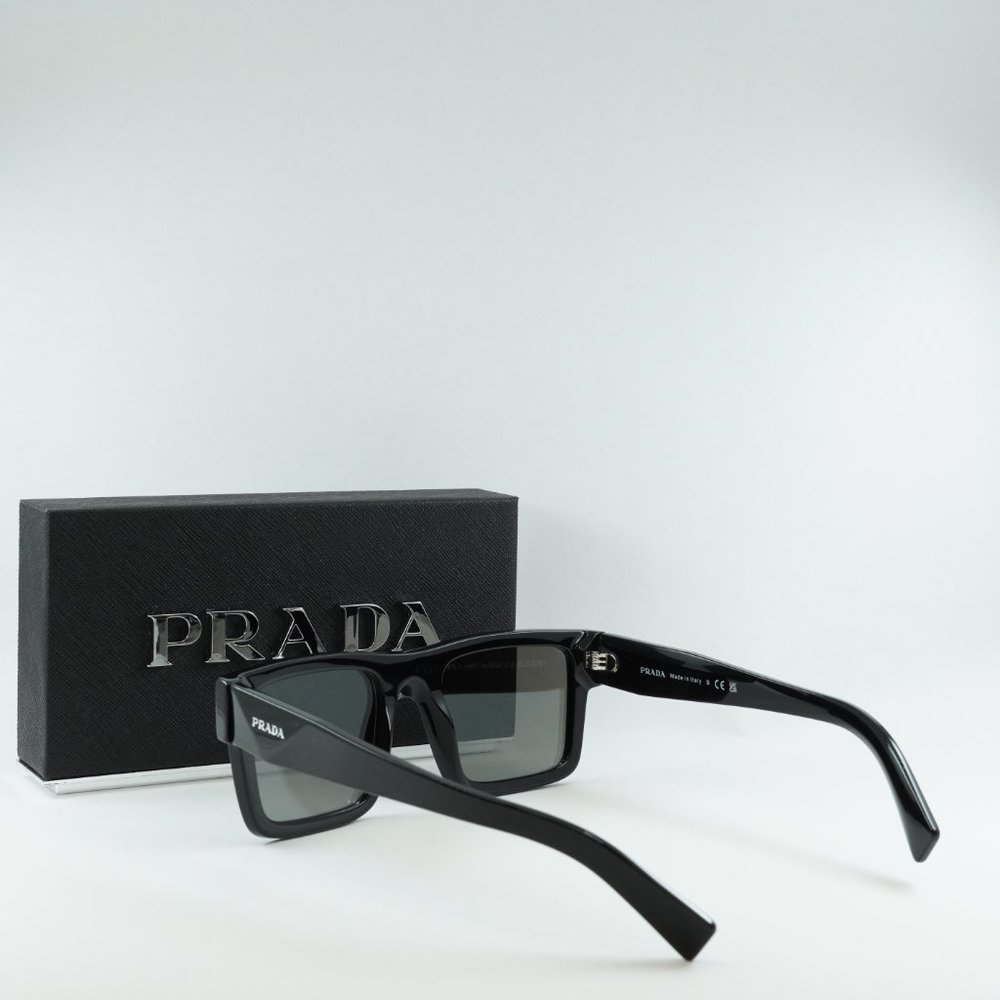 💯 NEW PRADA PR19WS 1AB2B0 SHINY BLACK/MIRROR GREY UNISEX SUNGLASSES - Picture 5 of 10
